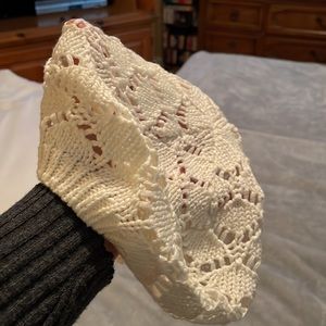 Cream crocheted beret cap. Please see picture for measurements. Never been used.